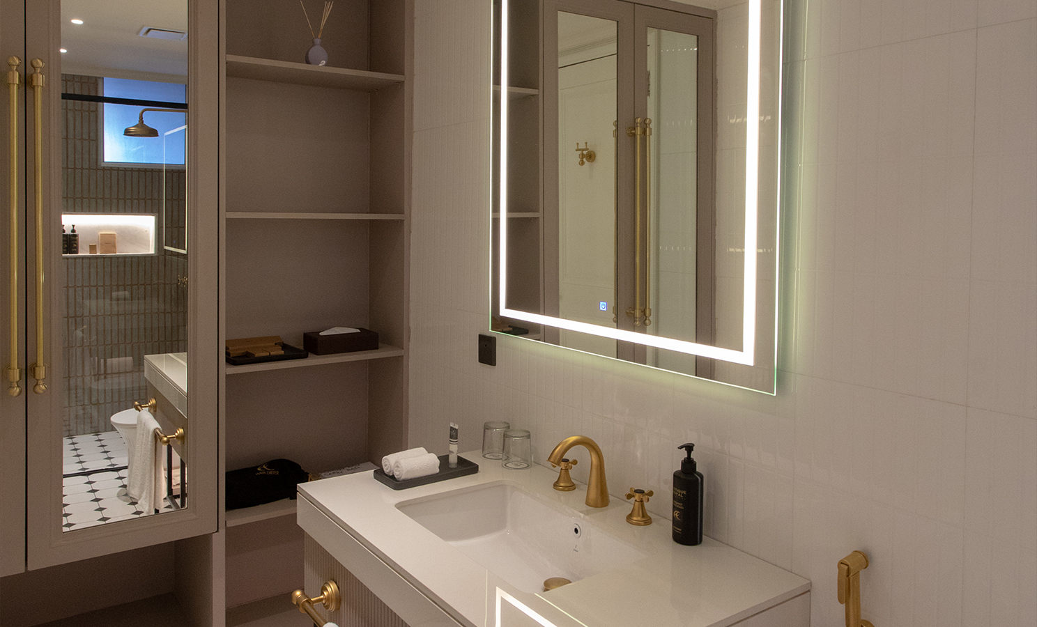 modern hotel washroom with premium amenities nainital